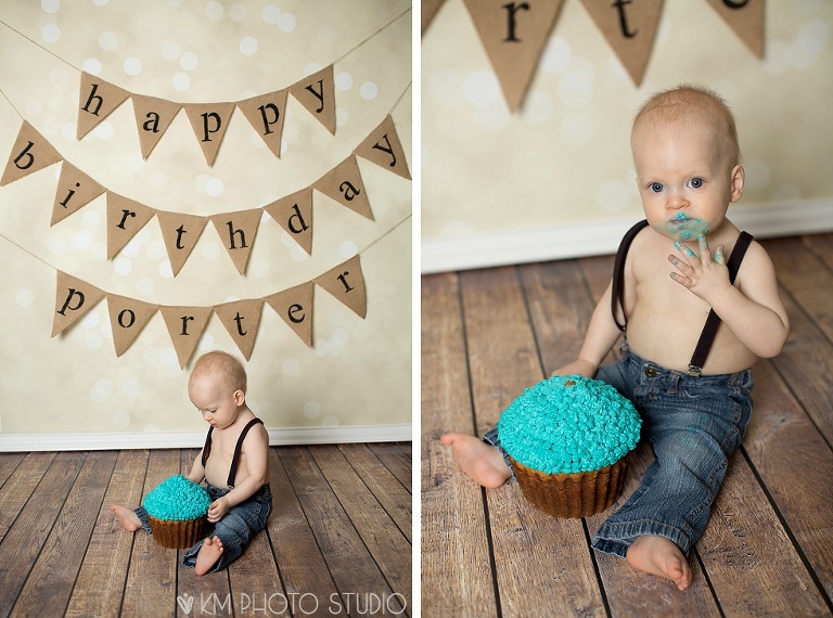 Dallas Photographer, Cake Smash, Burlap Banner, Dallas Baby Photographer, KM Photo Studio, Newsboy Hat