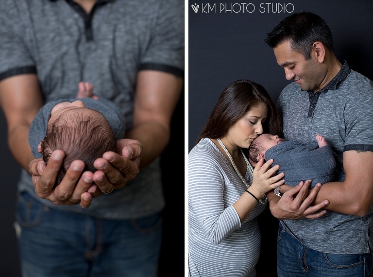 Dallas Newborn Photography, Newborn, Newborn with parents, posed newborn session, newborn in daddy's hands, KM Photo Studio